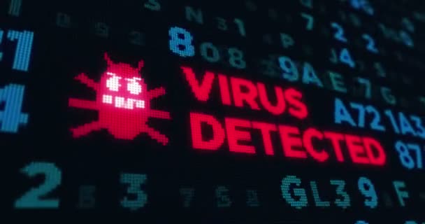 単発のアニメーション ウイルスが検出されると コンピューターの保護 サイバー安全とインター ネット セキュリティ サイバー スペースでプライバシーの抽象的な概念の背景 — ストック動画
