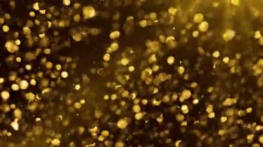 Altın küreler arka plan. Işık parlayan, yanıp sönen ve sonsuz ve loopable animasyon hayalarına yükselen.