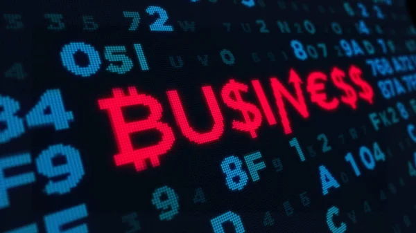 사이버 비즈니스 개념과 새로운 디지털 컴퓨터 스타일에 표지판 유로와 Bitcoin — 스톡 사진