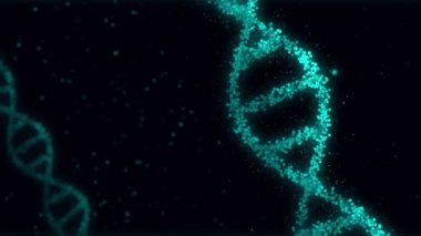 DNA sarmalı molekülleri 3d soyut loopable ile animasyon bokeh. Bilim, genetik ve biyoteknoloji kavramı. Yeni teknoloji sonsuz arka plan.