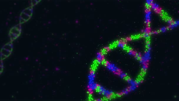 Dna Spiral Molekyler Abstrakt Loopable Animation Med Bokeh Bioteknik Genetik — Stockvideo