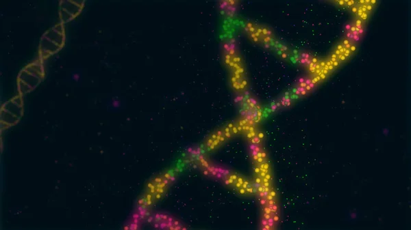Dna 螺旋分子抽象三维例证 生物技术 遗传学和生物学概念 新技术背景 — 图库照片
