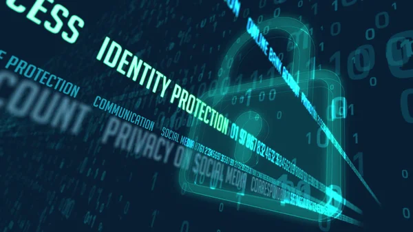 Identitetsbeskyttelse Datakryptering Cyberspace Illustration Internetkommunikation Cybersikkerhed Koncept Med Hængelåse Symbol - Stock-foto