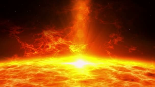 太阳爆发与大能量耀斑 等离子体物质在恒星表面爆发 空间探索3D 抽象背景 — 图库视频影像