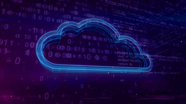 サイバー スペースの抽象的な概念のデータ ストレージ デジタル背景にある雲のアイコンの 情報シンボル イラスト — ストック写真