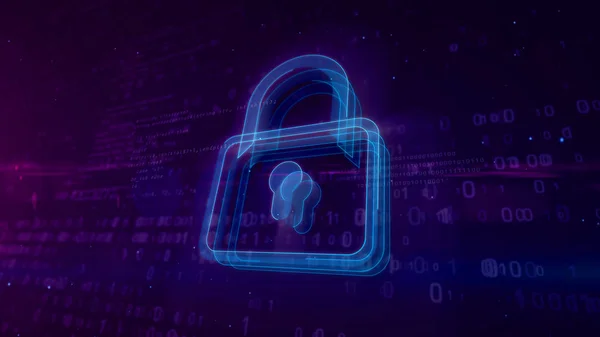 Cyber Security Abstrakt Begrepp Konturen Hänglås Digital Bakgrund Datorsäkerhet Symbol — Stockfoto