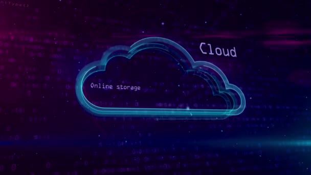 Cloud Computing Och Datalagring Cyberrymden Abstrakt Begrepp Konturen Cloud Ikonen — Stockvideo