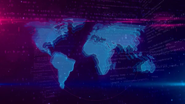 Глобальна Мережа Картою Світу Цифровому Фоні Концепція Кіберпростору Язку Підключення — стокове фото