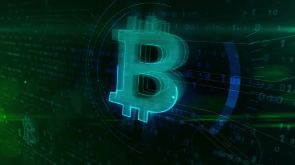 Cyber Podnikání Kryptoměn Symbol Digitální Pozadí Abstraktní Koncept Loga Bitcoin — Stock video