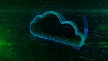 Bulut bilgi işlem ve veri depolama siber soyut kavram. dinamik dijital arka plan bulut simgesine 3D kontur.