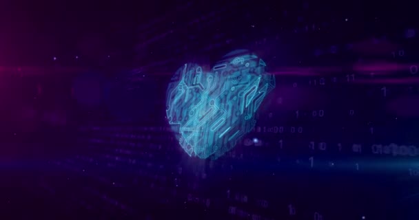 Symbol Cyfrowy Serca Cyberprzestrzeni Abstrakcyjna Animacja Symbolu Miłości Tle Cyfrowy — Wideo stockowe