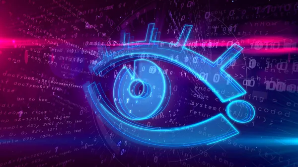 Cyber Szpieg Nadzoru Internecie Szpiegostwo Śledzenia Prywatności Cyberprzestrzeni Symbolem Oka — Zdjęcie stockowe
