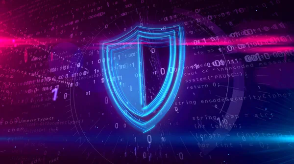 Cyber Security Abstrakt Begrepp Konturen Sköldikon Digital Bakgrund Dator Säkerhet — Stockfoto