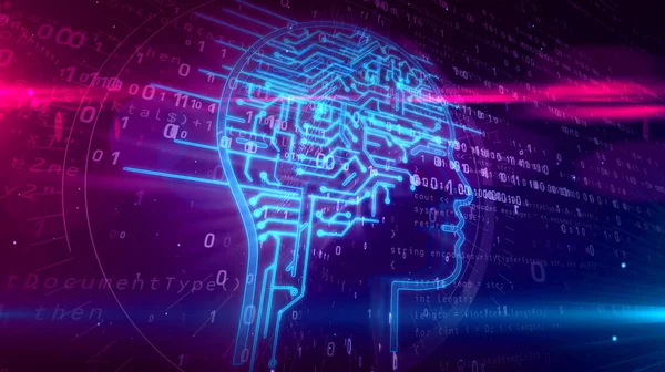 Форма Голови Штучного Інтелекту Цифровому Тлі Робочий Кібернетичний Мозок Абстрактна — стокове фото