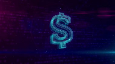 Dijital arka plan üzerinde dolar işareti. İnternet pazarlama ve siber Business soyut kavram.