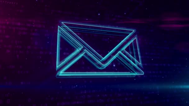 Wiadomości Mail Cyberprzestrzeni Symbol Koperty Tle Cyfrowej Komunikatów Cyfrowych Ikony — Wideo stockowe