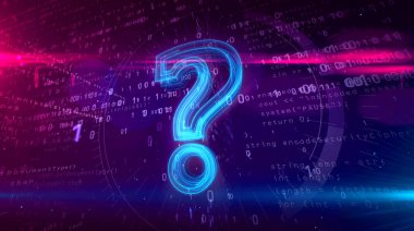 Dijital arka plan soru işareti işareti. Internet arama ve siber eğitim 3d illüstrasyon soyut kavramı.