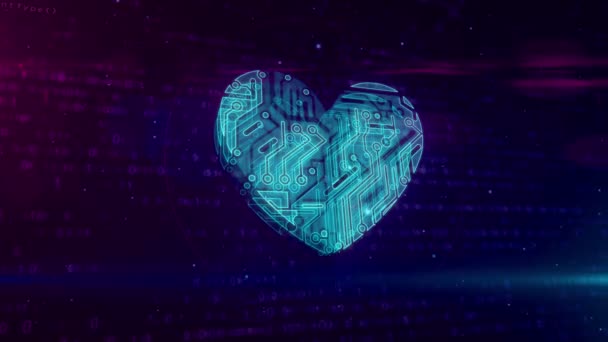 Cibersímbolo Del Corazón Ciberespacio Lazo Abstracto Animación Perfecta Del Símbolo — Vídeo de stock