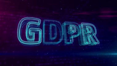 Gdpr genel veri koruma Yönetmeliği Yasası dijital arka plan üzerinde. Avrupa Birliği'ndeki gizlilik emanet. Döngü ve sorunsuz animasyon.