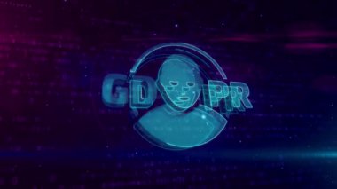 Gdpr genel veri koruma Yönetmeliği Yasası dijital arka plan üzerinde. Avrupa Birliği'ndeki gizlilik emanet. Döngü ve sorunsuz animasyon.
