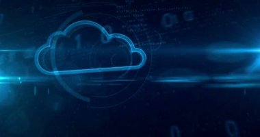 Cyber arka plan dijital bulut sembolü. Bulut bilgi işlem ve veri depolama simgesini döngü tünel Soyut animasyon.
