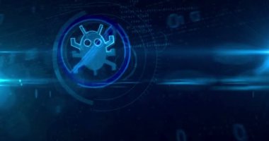 Virüsten koruma sembol siber arka plan. Döngü tünel Soyut animasyon cyber koruma simgesi.