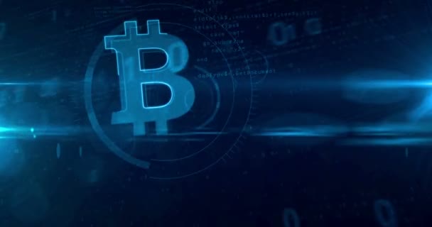 Bitcoin Logo Abstraktní Pojem Opakování Tunelu Abstraktní Animace Ikony Těžba — Stock video