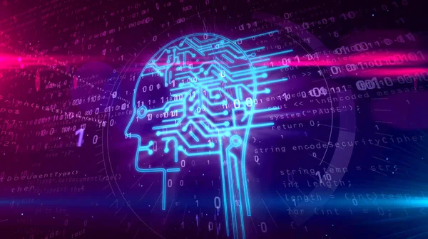 Artificial Intelligence Cyber Head Symbol Digital Background Cybernetic Brain Abstract — Stock Photo, Image