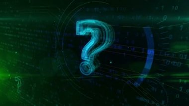 Cyber arka plan soru işareti işareti. Internet arama, dijital bilgi, SSS ve bilgisayar eğitim soyut kavram animasyon.