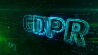 Gdpr genel veri koruma Yönetmeliği Yasası dijital arka plan üzerinde. Avrupa Birliği kavramı animasyon Gizlilik Güvenlik.