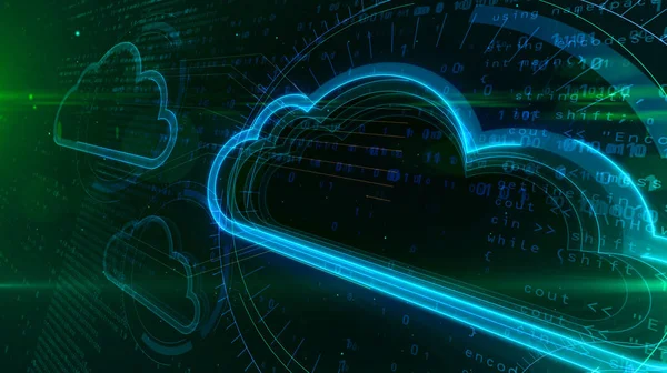 Digitální Cloud Symbol Cyber Pozadí Abstraktní Ilustrace Computing Cloud Datových — Stock fotografie