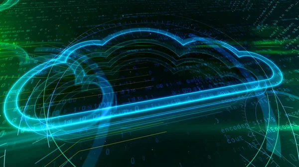 Símbolo Nuvem Digital Fundo Cibernético Ilustração Abstrata Nuvem Computação Ícone — Fotografia de Stock