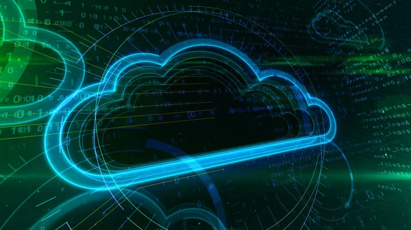 Digitální Cloud Symbol Cyber Pozadí Abstraktní Ilustrace Computing Cloud Datových — Stock fotografie