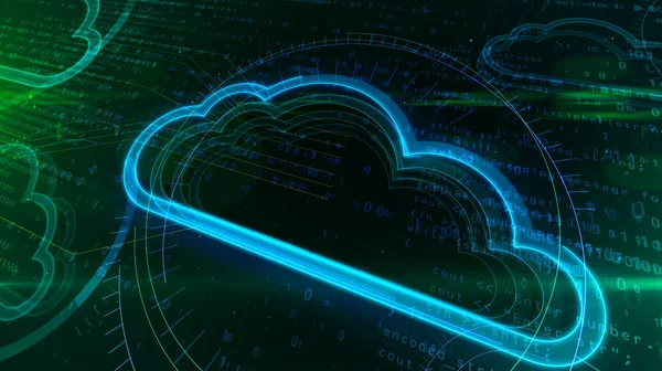 Digitales Cloud Symbol Auf Cyber Hintergrund Abstrakte Illustration Der Computing — Stockfoto