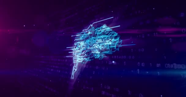 Cérebro Cibernético Aprendizagem Máquina Profunda Animação Conceito Inteligência Artificial Trabalhando — Vídeo de Stock