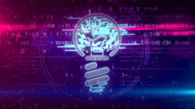 Yeni fikir ve dinamik dijital arka plan yaratıcı kavramı sembolü. Cyber vizyon simge soyut 3d tasarlamak.