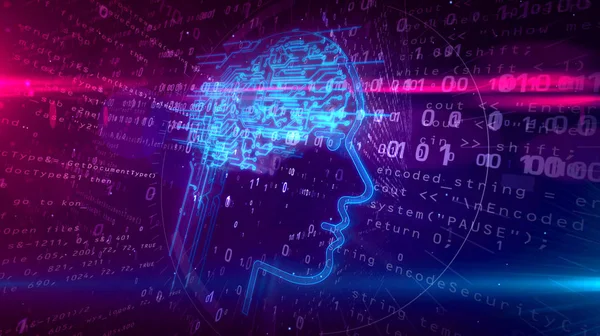 Artificial Intelligence Cybernetic Brain Deep Machine Learning Concept Illustration Face — Stock Photo, Image