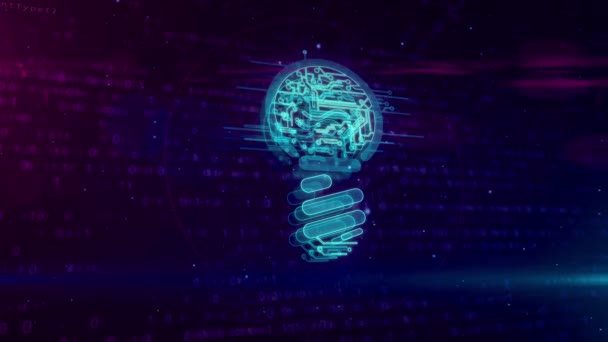 Новая Идея Символ Творческой Концепции Динамическом Цифровом Фоне Иконка Голограммы — стоковое видео