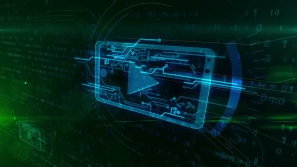 Провайдер Цифрових Медіа Мобільний Програвач Підписуються Двійковому Тлі Анімації Концепція — стокове відео