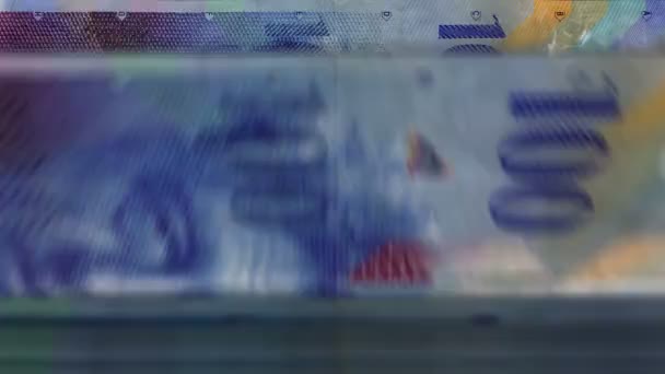 Χρήματα Καταμέτρηση Μηχανή 100 Τραπεζογραμμάτια Ελβετικό Φράγκο Γρήγορη Περιστροφή Νόμισμα — Αρχείο Βίντεο