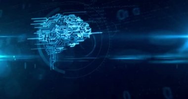 Sibernetik beyin, derin Makine öğrenimi ve yapay zeka soyut kavram loopable ve sorunsuz tünel animasyon. Çalışma cyber zihin hologram dinamik dijital arka plan üzerinde.