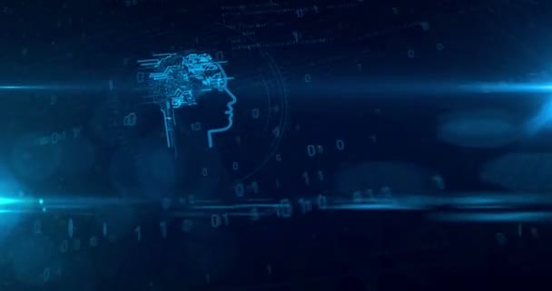 Intelligence Artificielle Concept Apprentissage Automatique Profondeur Hologramme Forme Visage Avec — Video