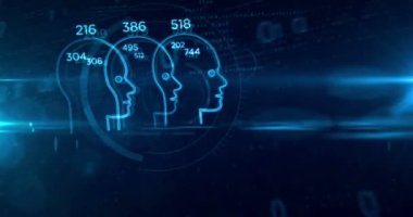 Sosyal puanlama, insan davranışlarını analiz ve değerlendirme insanlar. Vatandaşlar tarafından yapay zeka teknolojisi profil oluşturma. Dijital arka plan döngü ve sorunsuz animasyon fütüristik soyut kavram.