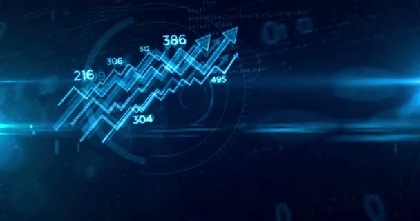 Digitales Geschäftsdiagramm Auf Digitalem Hintergrund Schleife Und Nahtlose Animation Flucht — Stockvideo