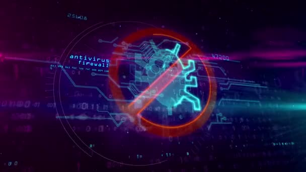 Antivirus Ver Ordinateur Cyber Sécurité Symbole Sécurité Internet Sur Fond — Video