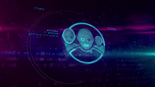 Sosyal Medya Iletişimde Dijital Arka Plan Siber Hologram Sembolü Özel — Stok video