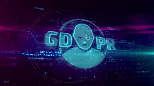 デジタル背景の Gdpr 一般的なデータ保護規制法ホログラム 欧州連合におけるプライバシー セキュリティ — ストック動画