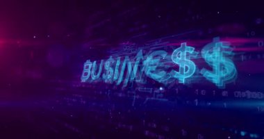 İş hologram kavramı dijital arka plan üzerinde. Bitcoin ve Kripto döviz piyasası, para, hisse senetleri, finansal başarı, dijital ticaret ve siber iş kavramı.