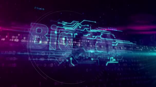 Analyse Big Data et calcul numérique Animation 3D avec effet glitch. Technologies de l'information concept abstrait sur fond binaire .