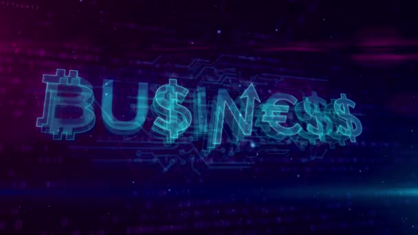 Business Hologramm Konzept Auf Digitalem Hintergrund Bitcoin Und Kryptowährungsmarkt Geld — Stockvideo